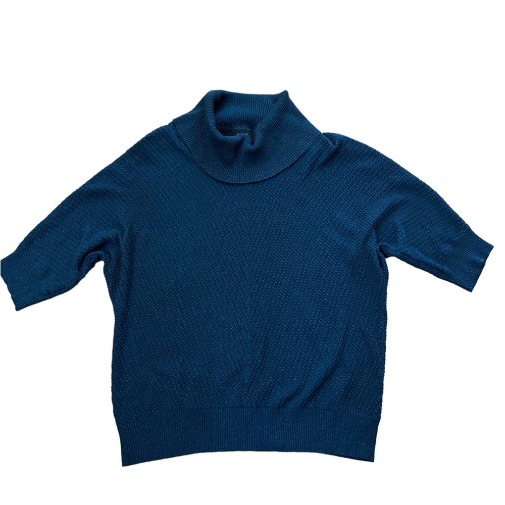 Alyx Loose Turtle/Cowl Neck Sparkle Dark Teal Short Sleeve Sweater Size 3X